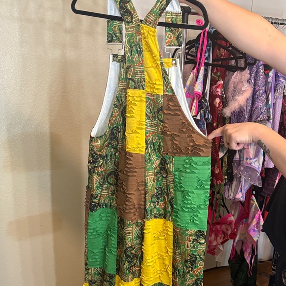 #5 iHeartRaves Green and Yellow Patchwork Jumpsuit - Picture 2 of 4